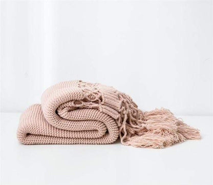 Yarn Knitted Throw Blanket Blackbrdstore