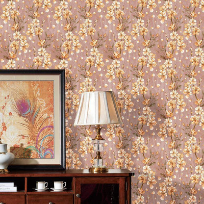 Yellow Floral Self-Adhesive Wallpaper Blackbrdstore