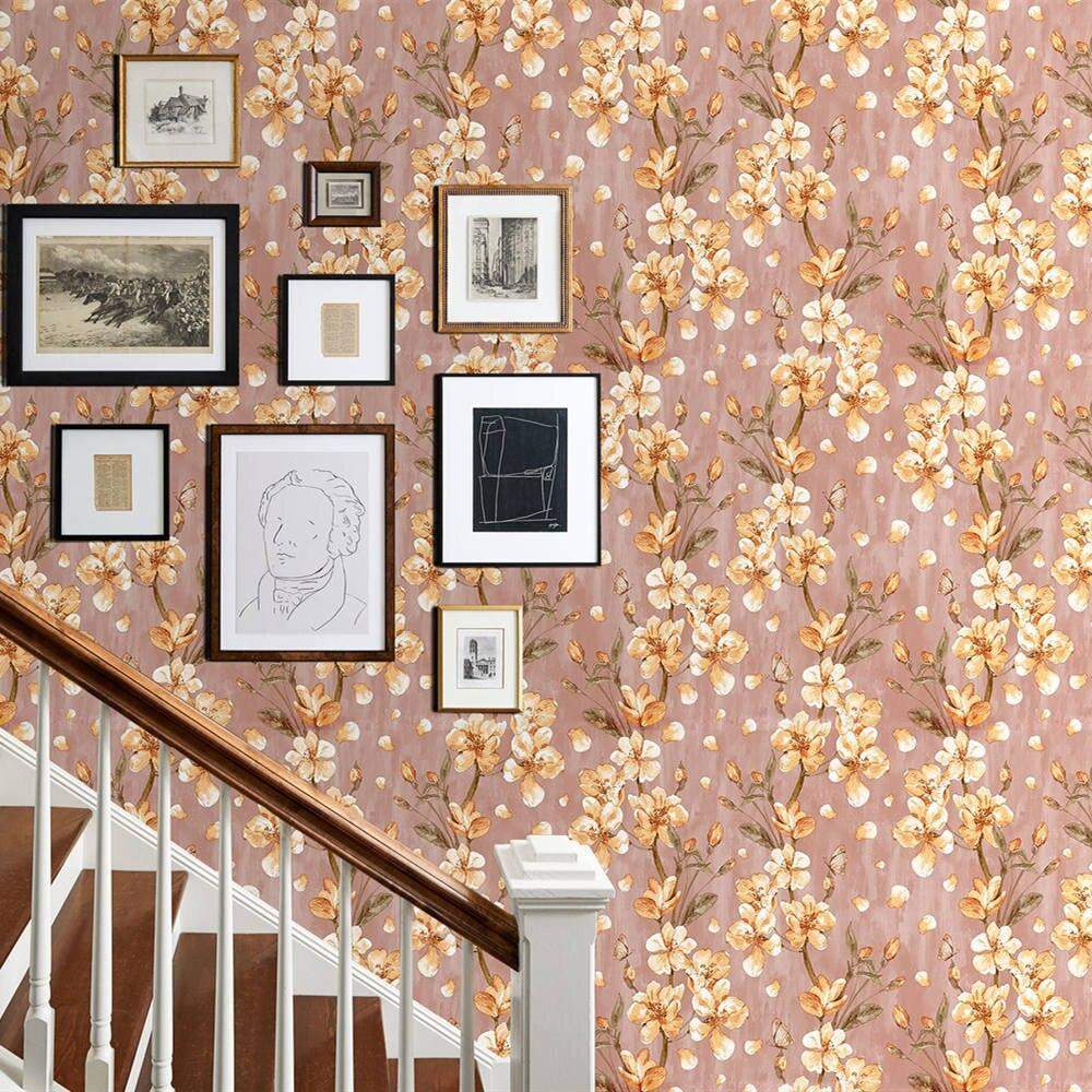 Yellow Floral Self-Adhesive Wallpaper Blackbrdstore