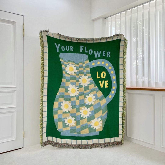 Your Flower Love In A Vase Throw Blankets Blackbrdstore