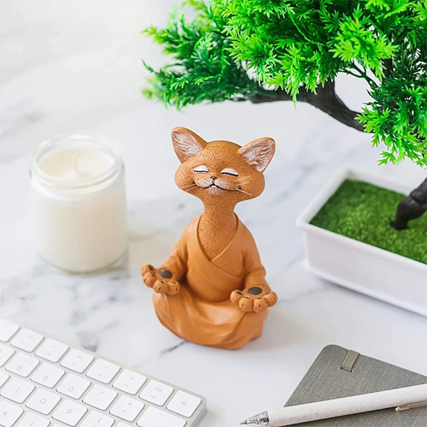 Zen Meditating Buddha Cat Figurine Blackbrdstore