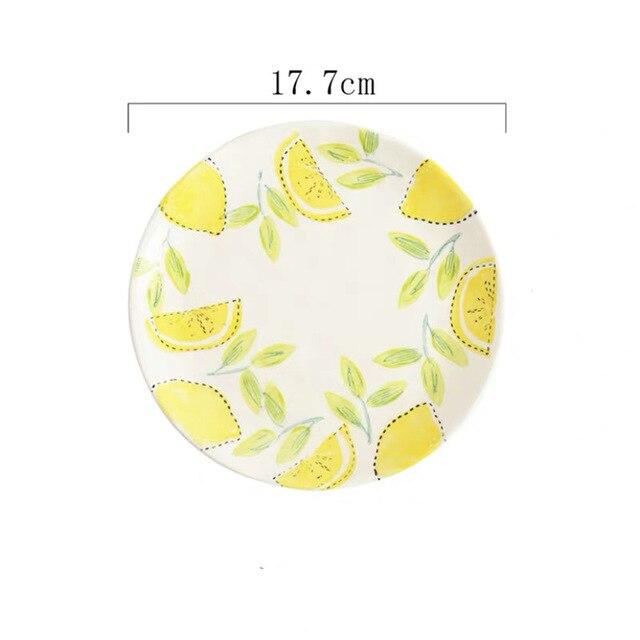 Blackbrdstore 7 inch flat plate Lemon Print Ceramic Bowls Plate