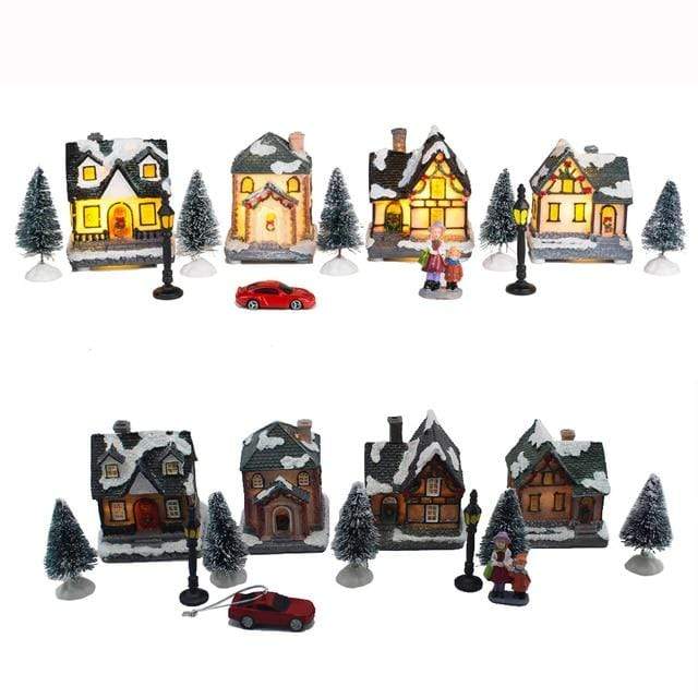 Blackbrdstore B Led Christmas Village Set