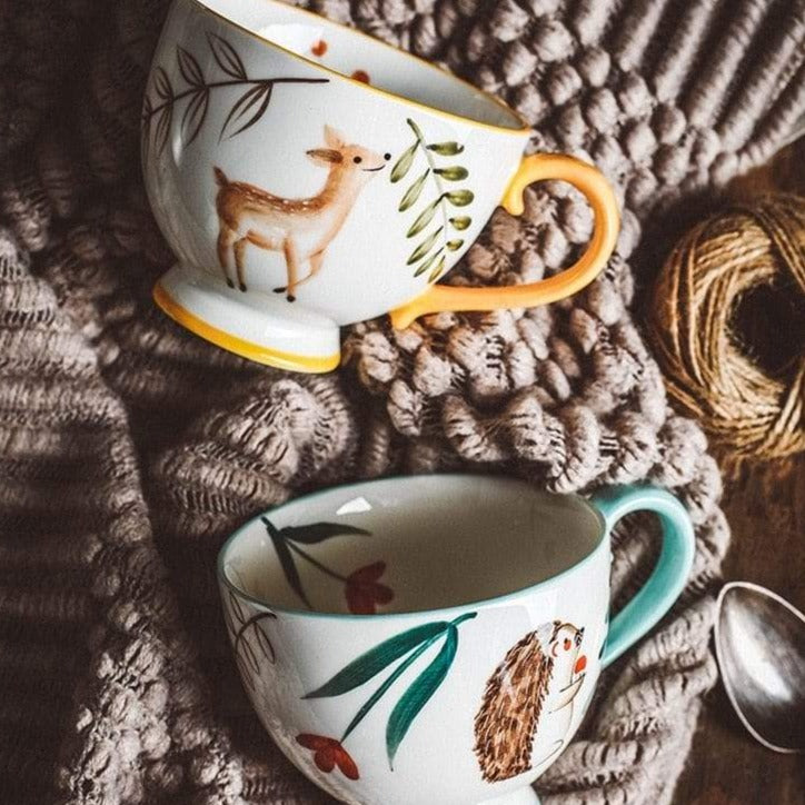 Blackbrdstore Hand-painted Animals Ceramic Coffee Mug