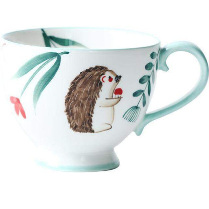 Blackbrdstore Hedgehog Hand-painted Animals Ceramic Coffee Mug