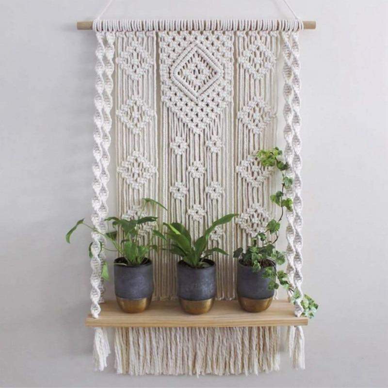 Blackbrdstore Macrame Plant Shelf