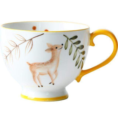 Blackbrdstore Pambi Hand-painted Animals Ceramic Coffee Mug