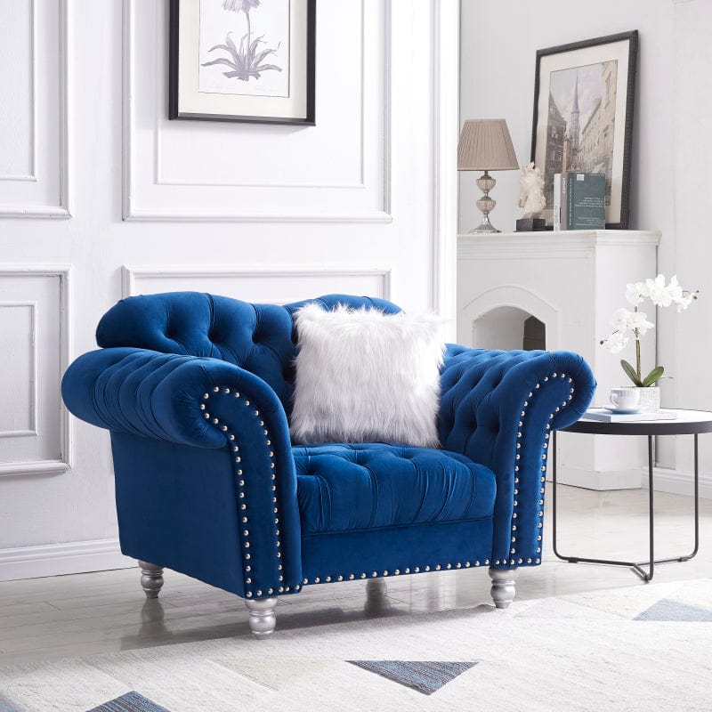 Blackbrdstore Royal Blue 3-Piece Sofa Set