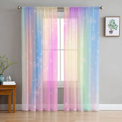 Blackbrdstore Shiny Rainbow / W135 x H274cm Rainbow Morning Glow Curtains