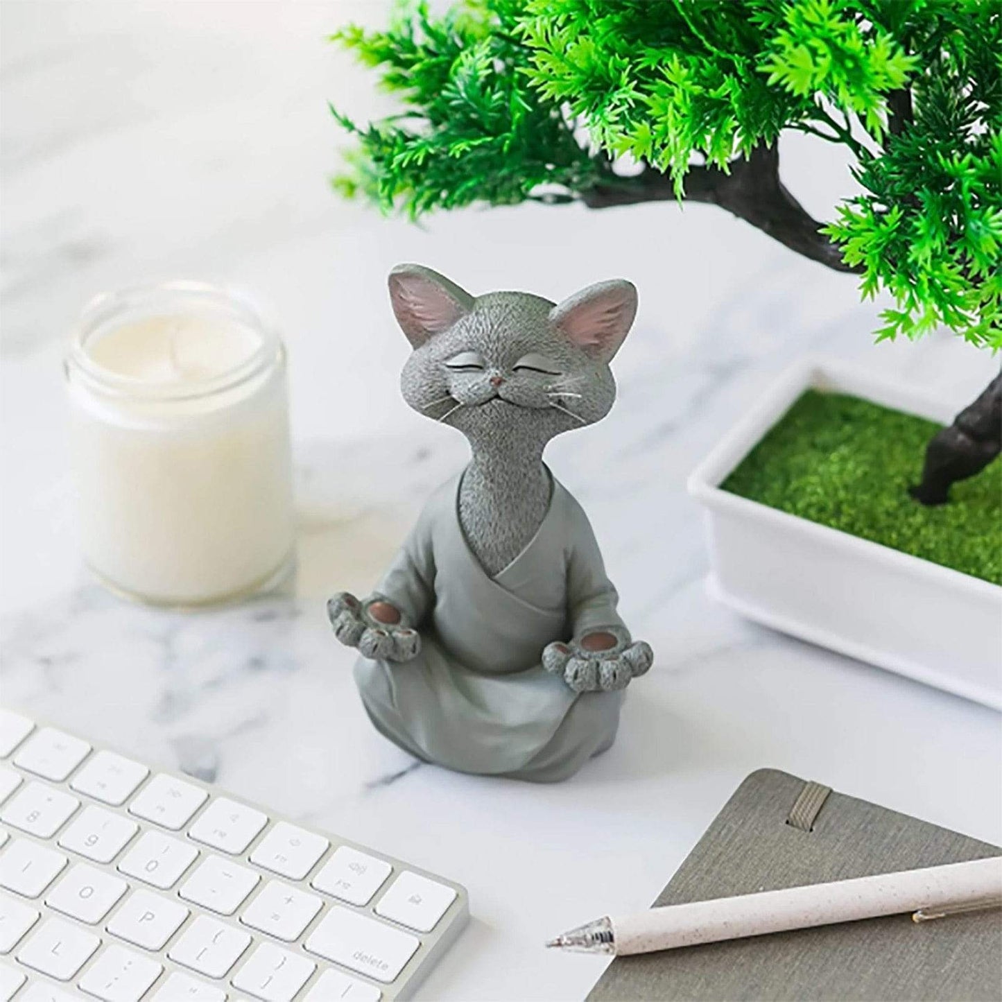 Blackbrdstore Zen Meditating Buddha Cat Figurine
