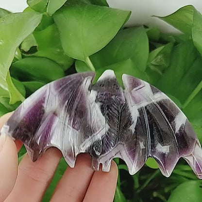 Carved Bat Dream Amethyst Quartz Crystal