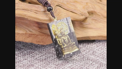 Obsidian Buddha Orgone Necklace